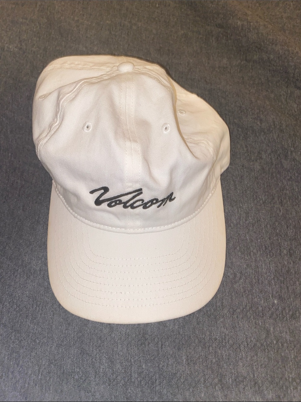 Volcom White Cap with Black Script Logo